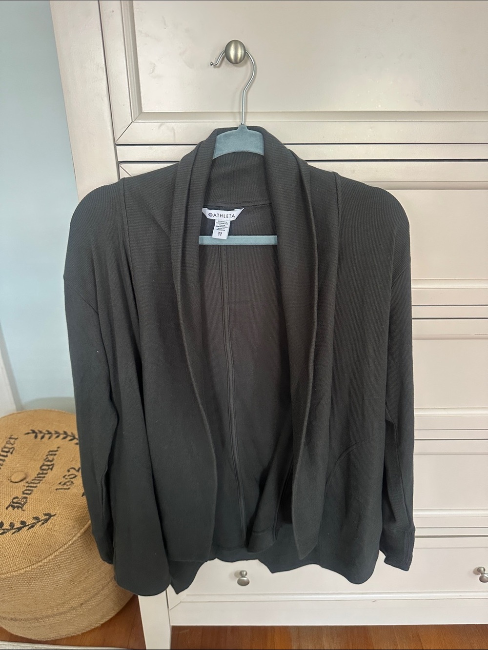 BNWT Athleta Women's Deep Forest Green Draped Open-Front Cardigan